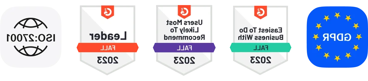ISO:27001, GDPR和G2徽章图标